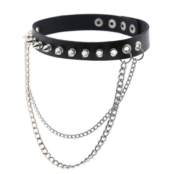 Spike Choker Halskæde Goth Collar Chain Punk Choker Kvinder Mænd Sort Læder Chocker Cool Gothic smykker brown