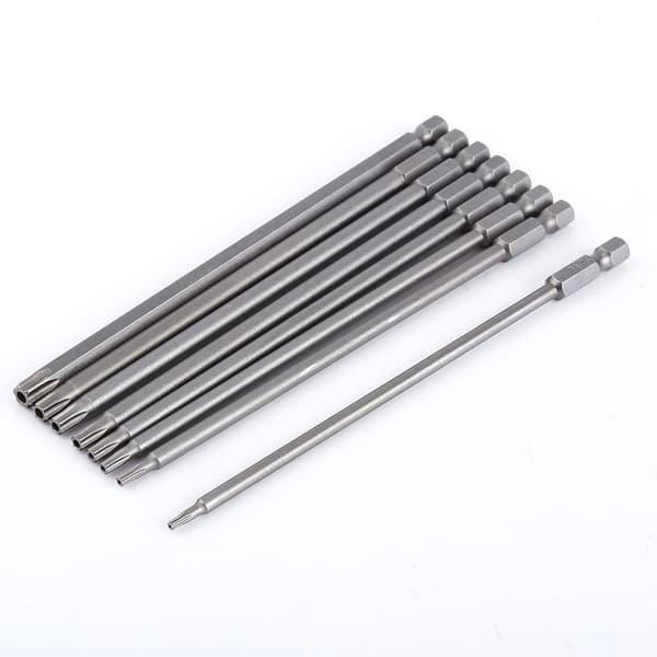8-delars magnetisk skruvmejselset 150 mm S2-stål stjärnspets