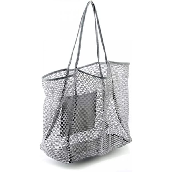 Mesh Beach Tote Dame Skulder Håndtaske A916-624 Gray
