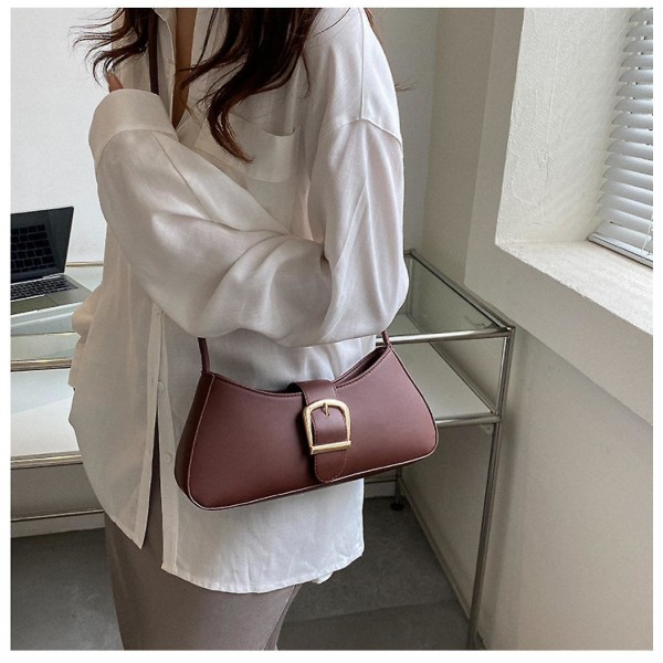 Kvinnor Satchel Handväska Läder Tygväska Crossbody Bag Mode Damer Axelväska Curry