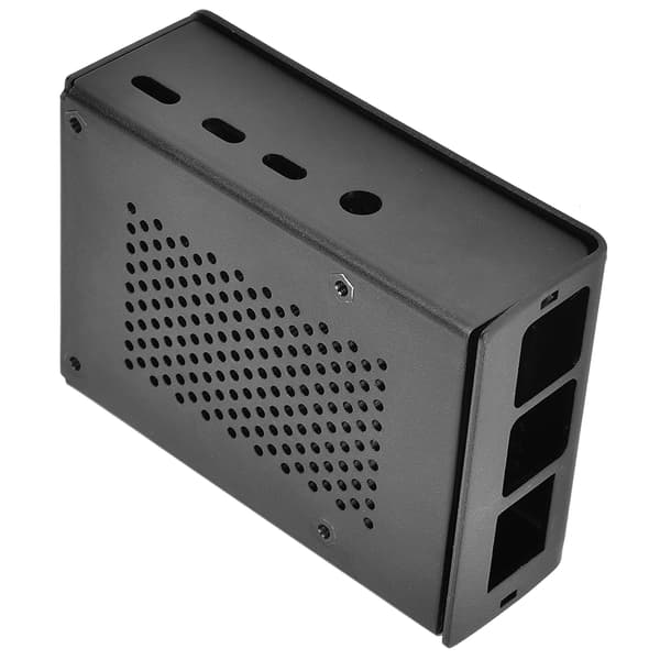 Raspberry Pi 4 Model B Sort Aluminium Kabinet med Køleblæserbeslag