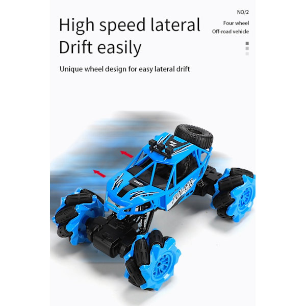 Fjernbetjeningsstuntbilen kan rotere 360 ​​grader ved induktion, offroad legetøjsbil (blå, induktionsfjernbetjening)