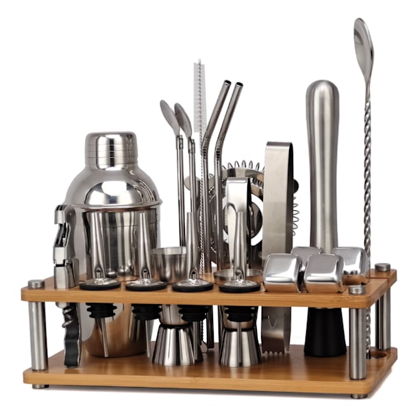 Bartender Cocktail Kit 23-delt shaker rustfrit stål shaker stativ til blandede drinks Martini Bar Værktøj (Størrelse: Boston Sh