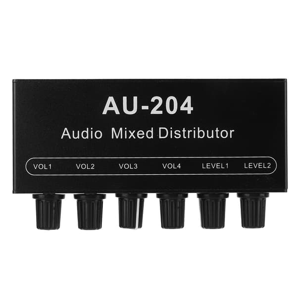 Stereo Audio Splitter Box Mini Forforstærker Hovedtelefonforstærker 2 Input 4 Output 3.5mm