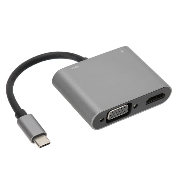 4 i 1 USB C til PD HDMI VGA Hub Adapter Sølv