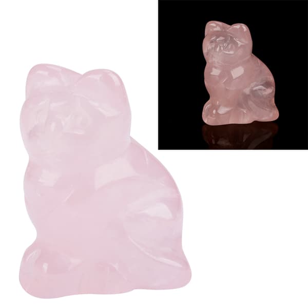 Rose Quartz Kitten Formet Helbredende Krystall Edelsten Dekorasjon