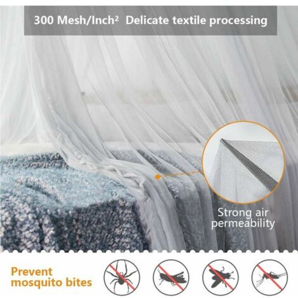 Myggnätsöverkast, myggnät för king size-säng inomhus, resenät utomhus, minsta hål: 300 mesh, snabbt och enkelt