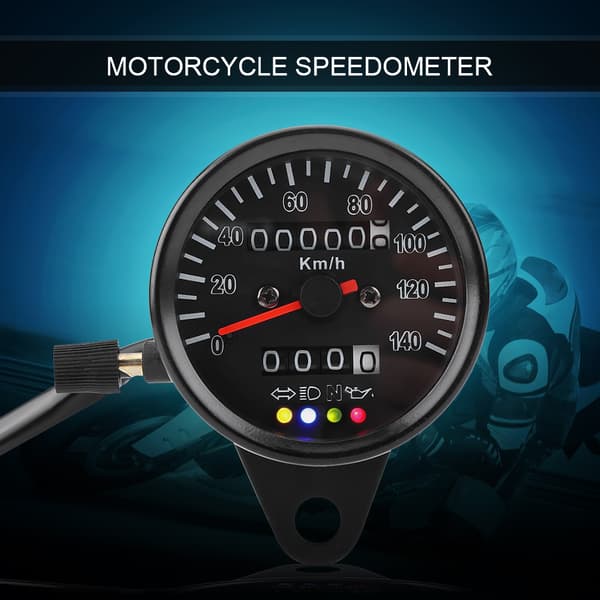 60mm Sort Motorcykel Odometer Speedometer Måler med indikator