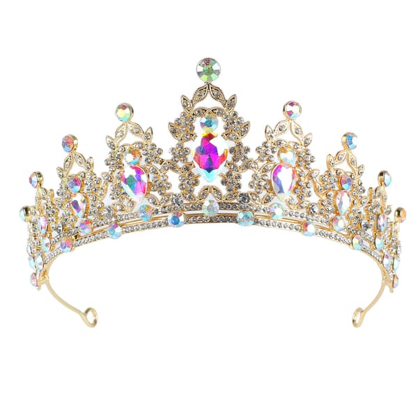 Guldpläterad strass retro halvcirkel tiara håraccessoar för bröllopsfest
