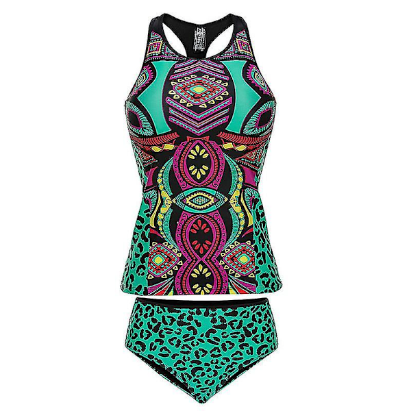kvinnor Boho Tankini Set Bikini Vadderad baddräkt Badkläder Strandkläder Baddräkt Baddräkt M