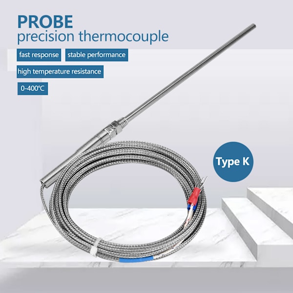 M8 K-typ termoelementsond temperatursensortråd 0-400 ℃ (5m)