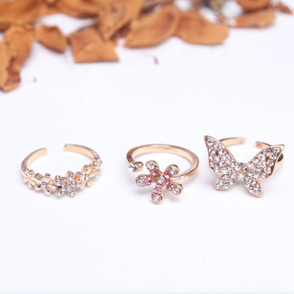 Finger Ring Utsökt Form Rostsäker Legering Kvinnor Glittrande Butterfly Ring Bröllop Smycken För Dam C