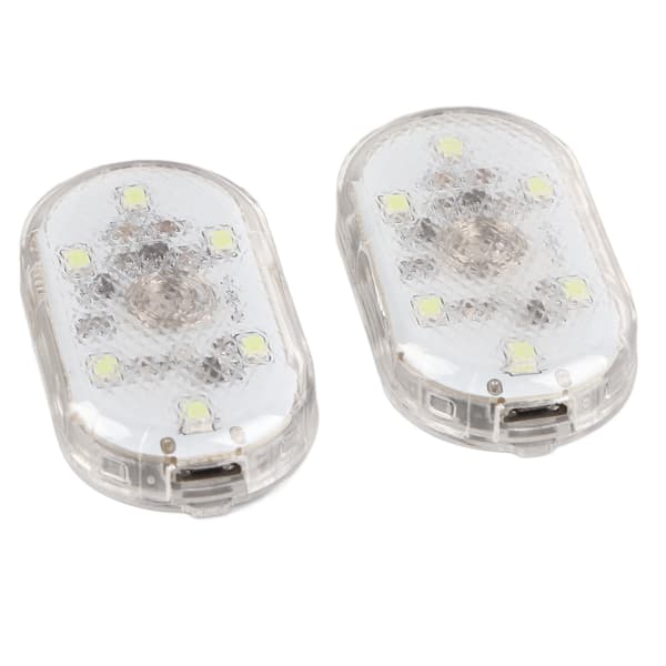 2 stk. LED-sensorlys for bilinteriør, USB-oppladbart berøringslys, trådløs ambient lampe, nattleselys, bilinteriørlys