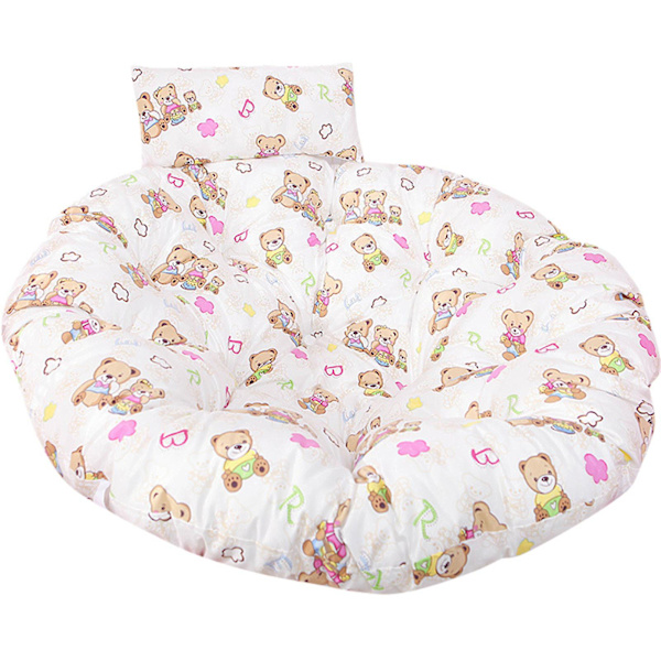 Aftagelig og vaskbar tyk hængende stolehynde Beige Bear Cushion Round Diameter 115CM