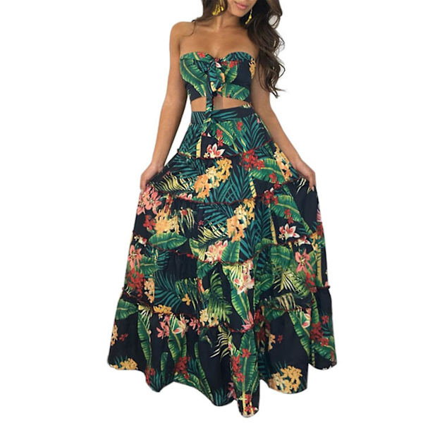 Kvinders Hawaiian Print Kjolesæt Strandkjole