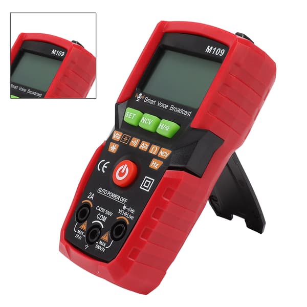 Digitalt Multimeter Stemmeudsendelse Lommelygte Baggrundsbelyst Display Auto Bærbar NCV DC AC Voltmeter Amperemeter Rød