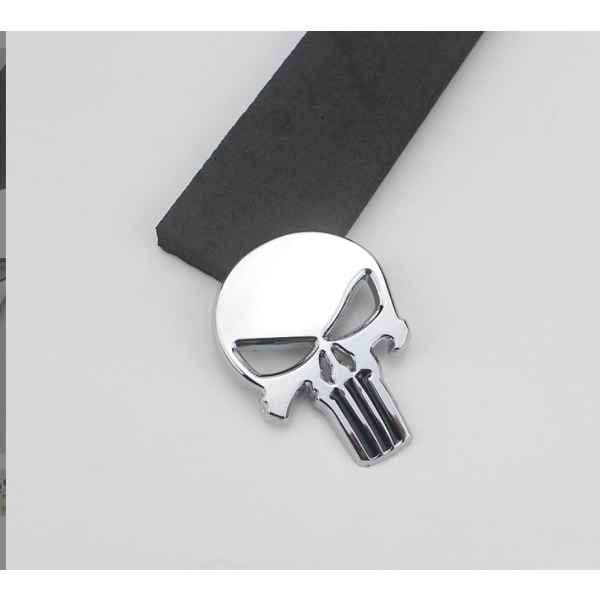 Punisher bil logo kranium bil mærkat metal modificeret krop mærkat side label hale label (sølv sort mund)