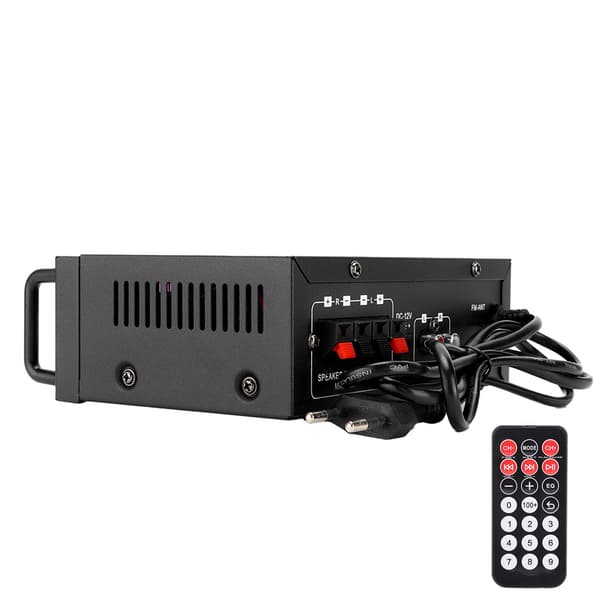 2-kanals effektforsterker Mini Bluetooth USB/FM Smart Digital med fjernkontroll EU-plugg 220V