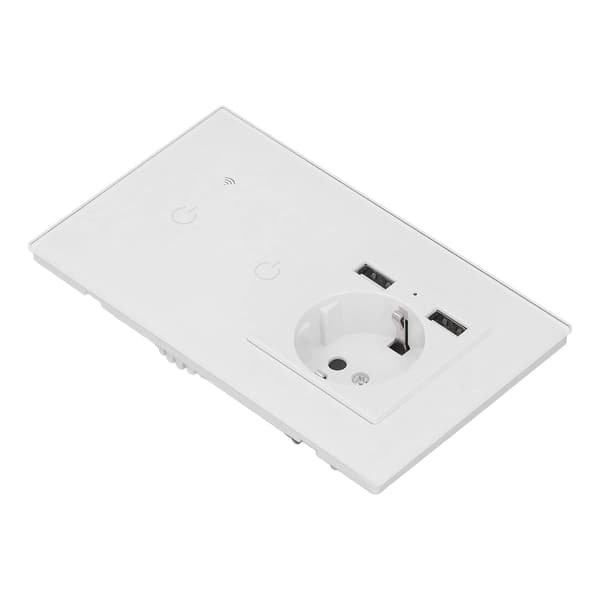 WiFi Smart Switch Dubbel USB Dold Vägguttag APP Röst Touch Kontroll EU Standard AC100 240VAC