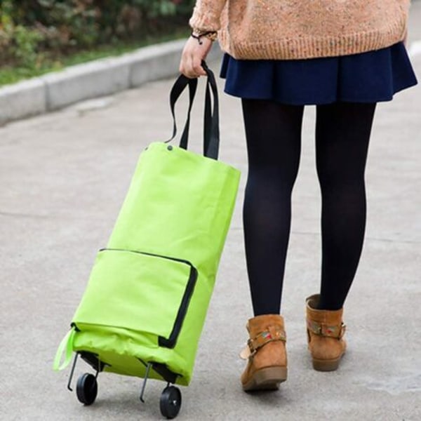 Foldbar trolleytaske Sammenfoldelig indkøbstaske med hjul