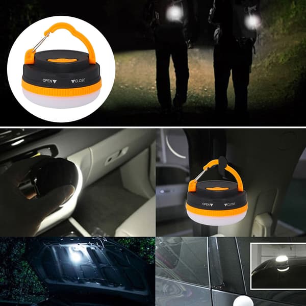 Vanntett Oransje Rund LED Teltlys ABS 5 Moduser Nød Utendørs Batterilampe