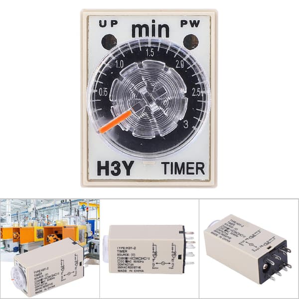 H3Y-2 Strømforsinkelsestimer 0-3 Minutter 8 Pin 24V 110V 220V AC DC