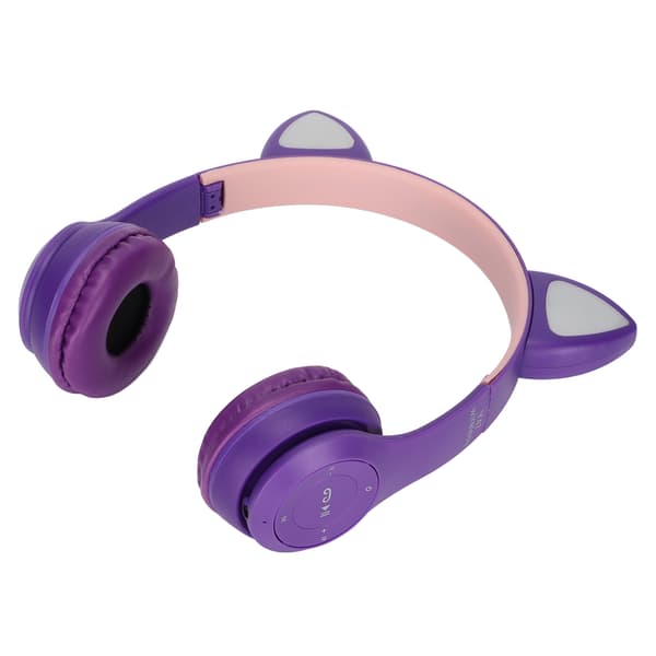 Tecknade Kattöron Bluetooth Headset Stabil Stereo Trådlöst BT Headset för Tjejer
