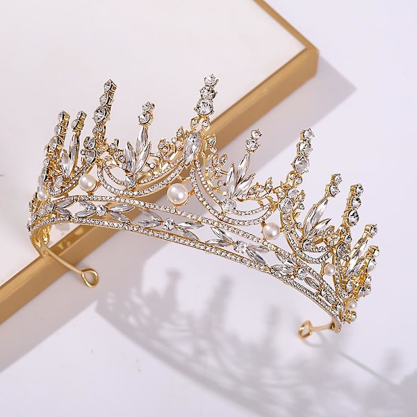 Brudkrona Huvudbonader För Kvinnor Flickor Prinsessan Bröllop Födelsedag Huvudbonad Rhinestones Retro Lyx