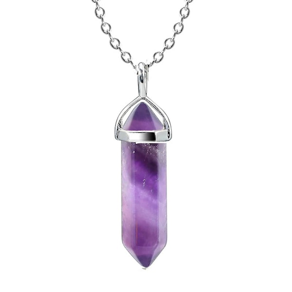Lahja naisille Ruusukvartsi kaulakoru naisille Healing Crystal kaulakoru Kuusikulmainen Point Real Jalokivi kerroksellinen kaulakoru Energy Hengellinen luonnollinen riipus