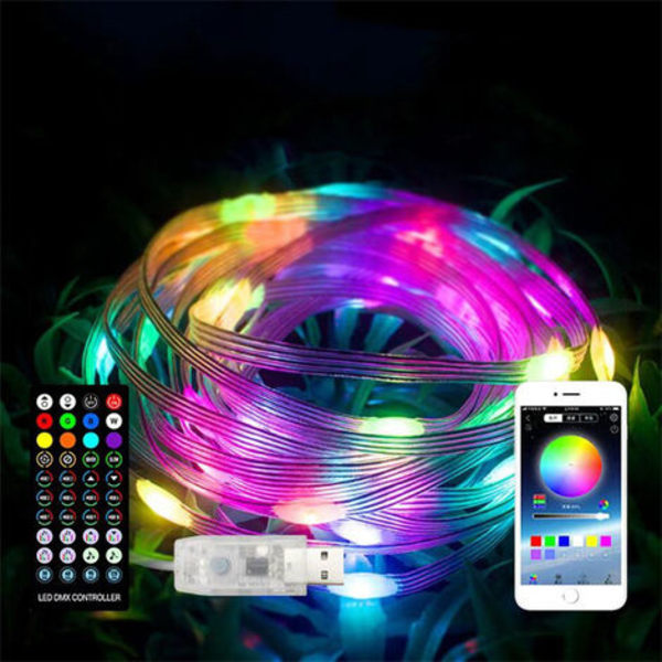 Symphony rgb line string lights utomhus vattentät puv juldekoration fairy lights 8 funktioner, 15 meter 150 ljus