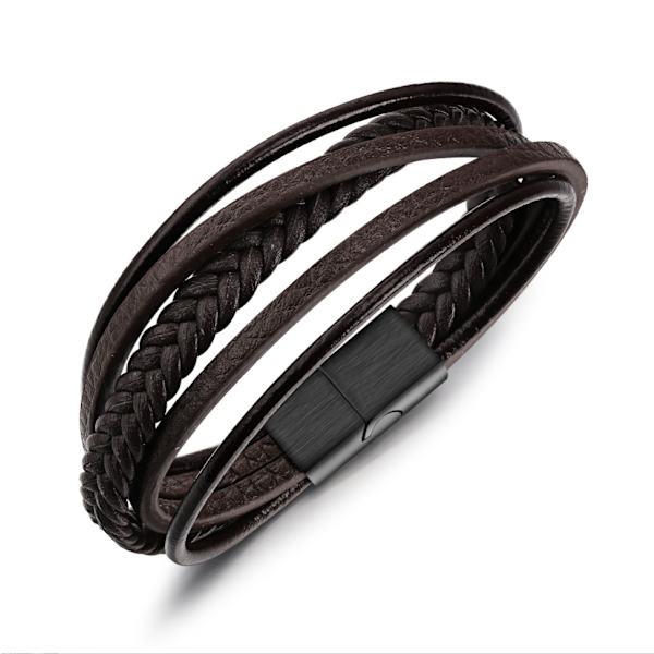 Vävt läderarmband för män i flera lager