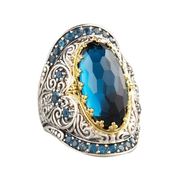 Klassisk snidning Oval Cubic Zircon Lyx Party Man Kvinna Smycken Finger Ring US 9