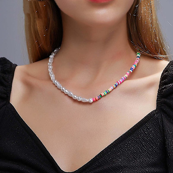 Pearl Choker halskæde til kvinder piger håndlavede farverige beaded Choker smykker