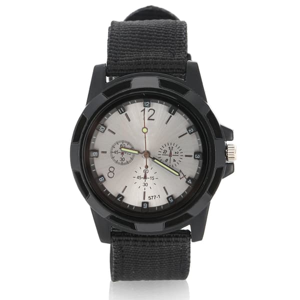 Militär Analog Digital Klocka Nylonarmband Silverurtavla