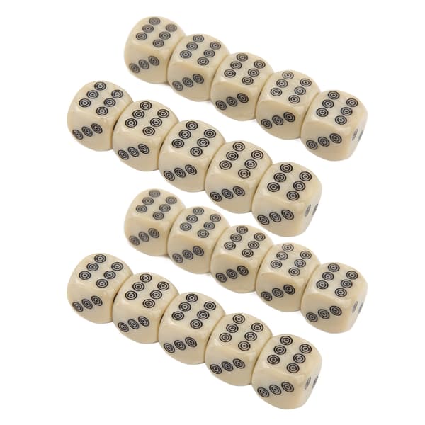 20 stk. 16 mm Hvite Perleterninger med Sirkelprikker Brettspill Matteundervisning