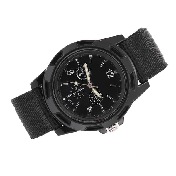 Militär Nylonrem Analog Digital Klocka Svart