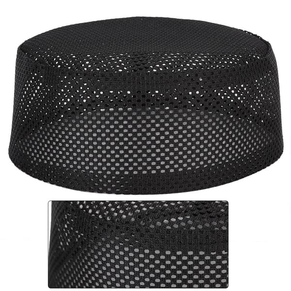 Polyester Bomuldsblanding Muslimske Bedebøn Hat Islam Mand Broderi Hat Sort 60cm