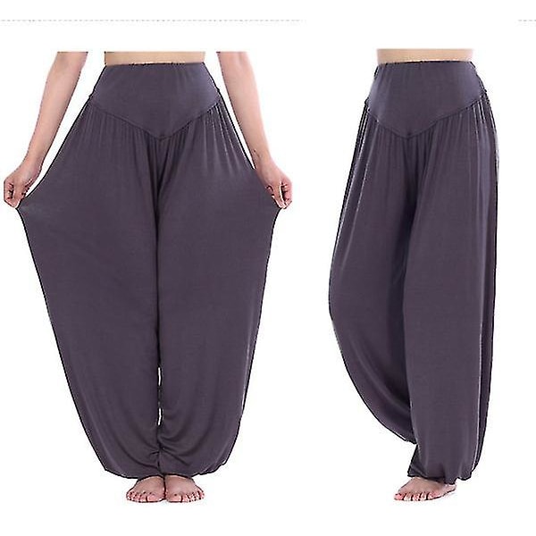 Yogabukser med brede ben til kvinder Dark Gray M