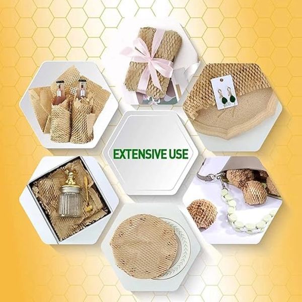 100 stk Kraftpapir Honeycomb Cushioning Wrap for Gaver Emballasje, Flytting 38cm*40cm