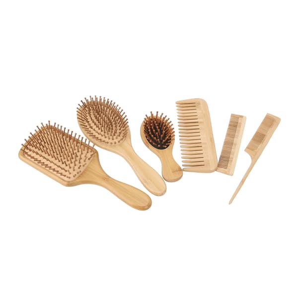 6 st Kamhår Skägg Luftkudde Utrasslande Borste Bambu Set Kit För Hemsalong