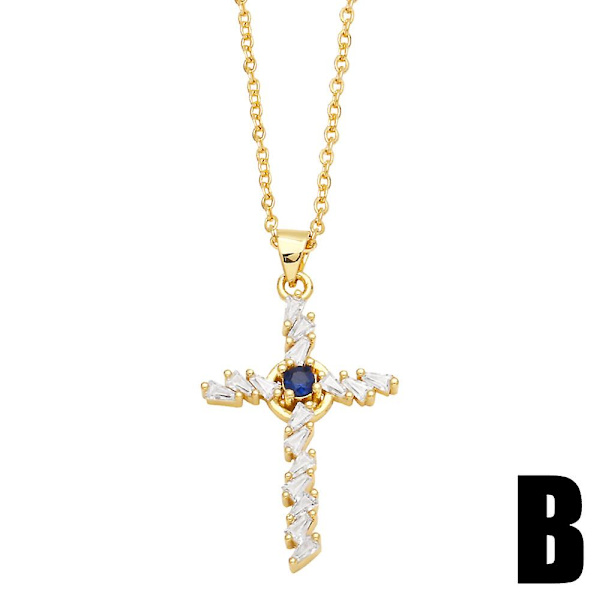 Halsband Vintage Zircon Cross Modesmycken Ac8852 D