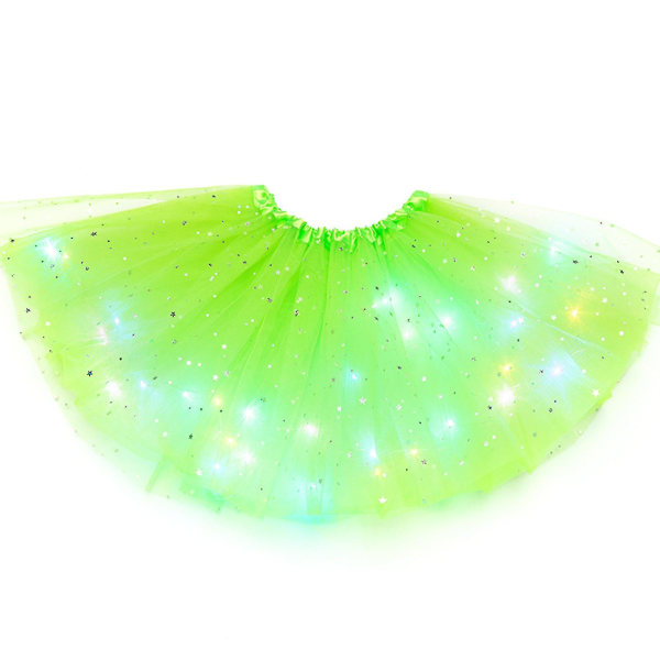 Led Glødende Lys Blomster Prinsesse Tutu Nederdele Piger Fairy Costume Light Up Nederdel Light green