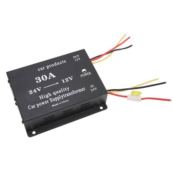 Bilstrømomformer 30A 24V til 12V DC Sort 300A Udgangsadapter til Bilkøleskab DVD VCD CD