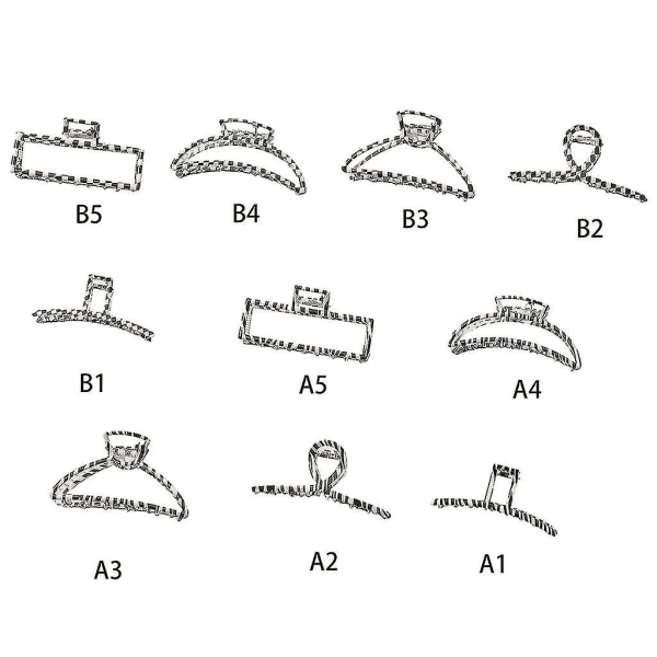 Ruudullinen hiusklipsi Liukumaton Zebra Hollow Out Hair Claw Geometry Leoy Barrette B1