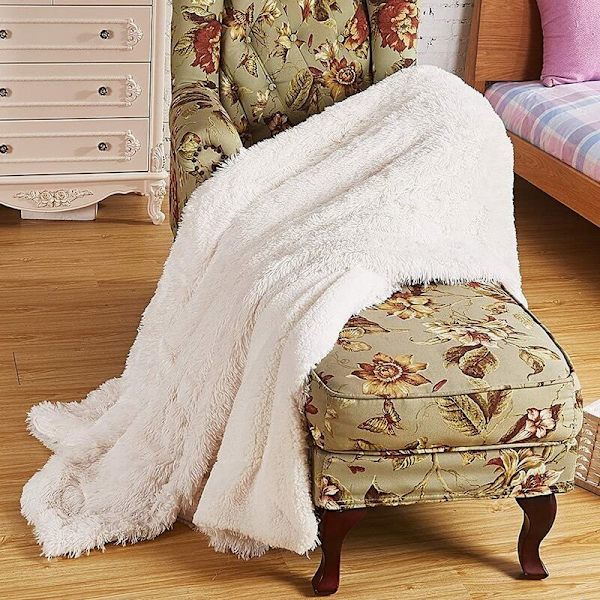 Plaid fleece tæppe Super blødt kunstigt imiteret pels look mikrofiber tæppe blødt varm sofa til sengetæppe/tv
