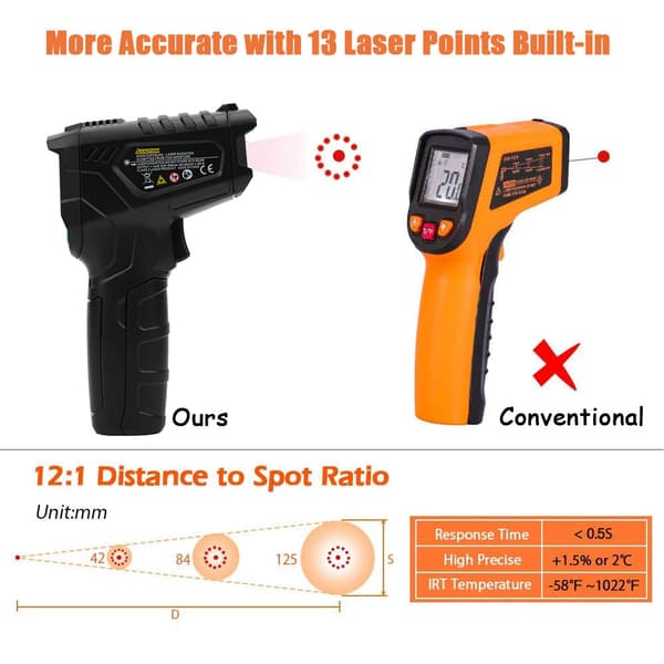 Bærbar infrarød temperaturmåler - IR01B industriel termometer