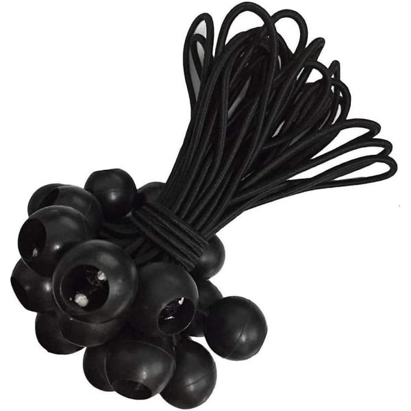 Sett med 25 gummistrikker med ball, presenninger, plakater, reklamebannere, byggeplasser, bannere osv. (20 cm svart)