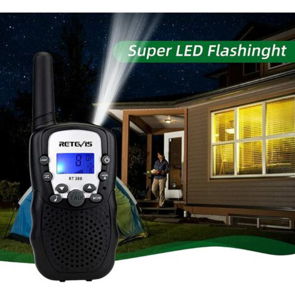 Retevis RT388 Walkie Talkie för barn, uppladdningsbar långdistansleksakspresent för 3-12 år gamla pojkar, VOX ficklampa, för camping,