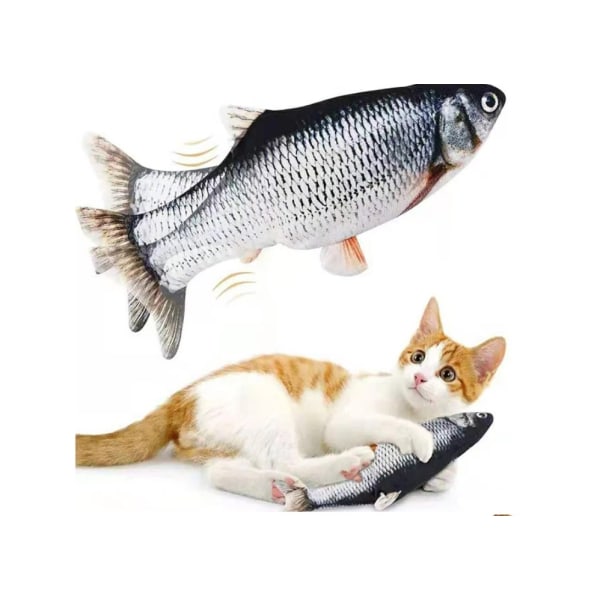 Elektrisk fisk Rolig kattfisk, USB laddningsdjurleksak, simuleringsfisk, husdjursleksaker (3 Crucian)