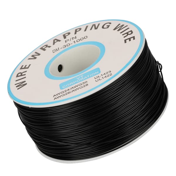 Enkelt kobbertråd 30AWG kabel 0,25 mm kernediameter sort